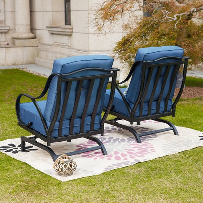 Ensemble de 2 chaises à bascule d'extérieur avec coussins PATIO FESTIVAL