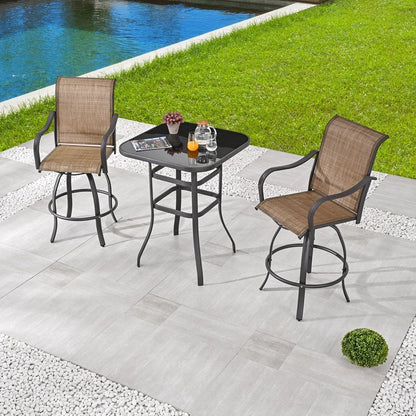 Ensemble bistrot pivotant en métal pour bar d'extérieur Patio Festival, 3 pièces