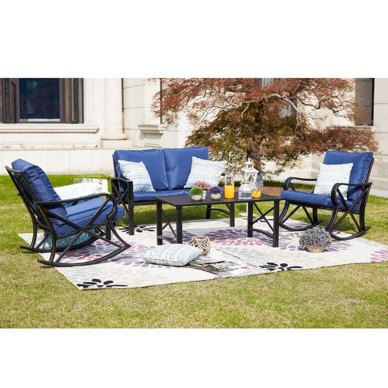 Ensemble causeuse et fauteuil à bascule d'extérieur 5 pièces PATIO FESTIVAL
