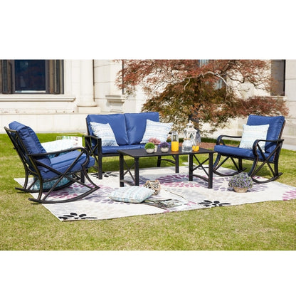 Ensemble causeuse et fauteuil à bascule d'extérieur 5 pièces PATIO FESTIVAL