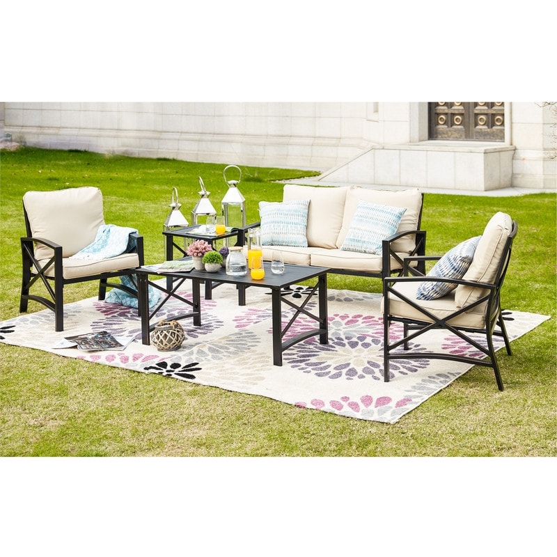 Salon de jardin PATIO FESTIVAL pour 4 personnes avec coussins