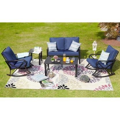 Ensemble causeuse et fauteuil à bascule d'extérieur 5 pièces PATIO FESTIVAL