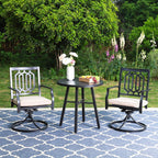 Ensemble de bistrot de patio 3 pièces MAISON ARTS, meubles de patio, ensembles de salle à manger, 2 chaises pivotantes avec coussins et 1 table basse ronde