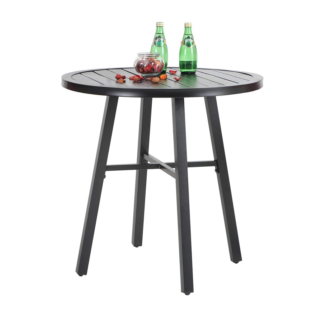 Ensemble de bistrot de patio 3 pièces MAISON ARTS, meubles de patio, ensembles de salle à manger, 2 chaises pivotantes avec coussins et 1 table basse ronde