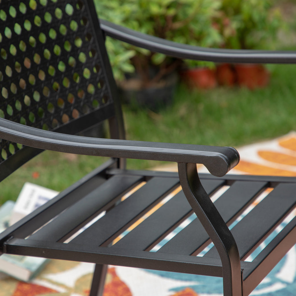 Ensemble de salle à manger de patio en métal 5 pièces avec revêtement électronique