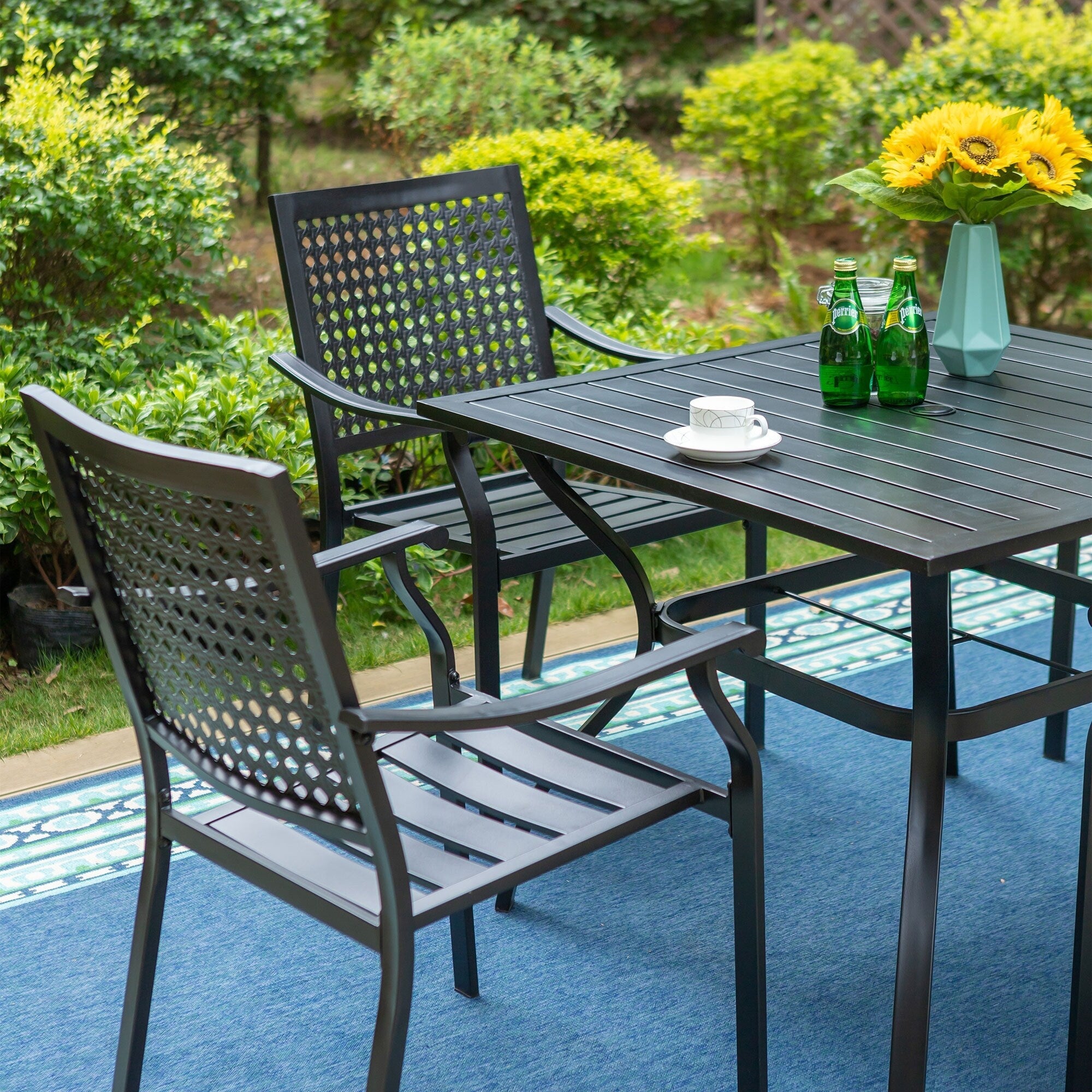 Ensemble de salle à manger de patio en métal 5 pièces avec revêtement électronique