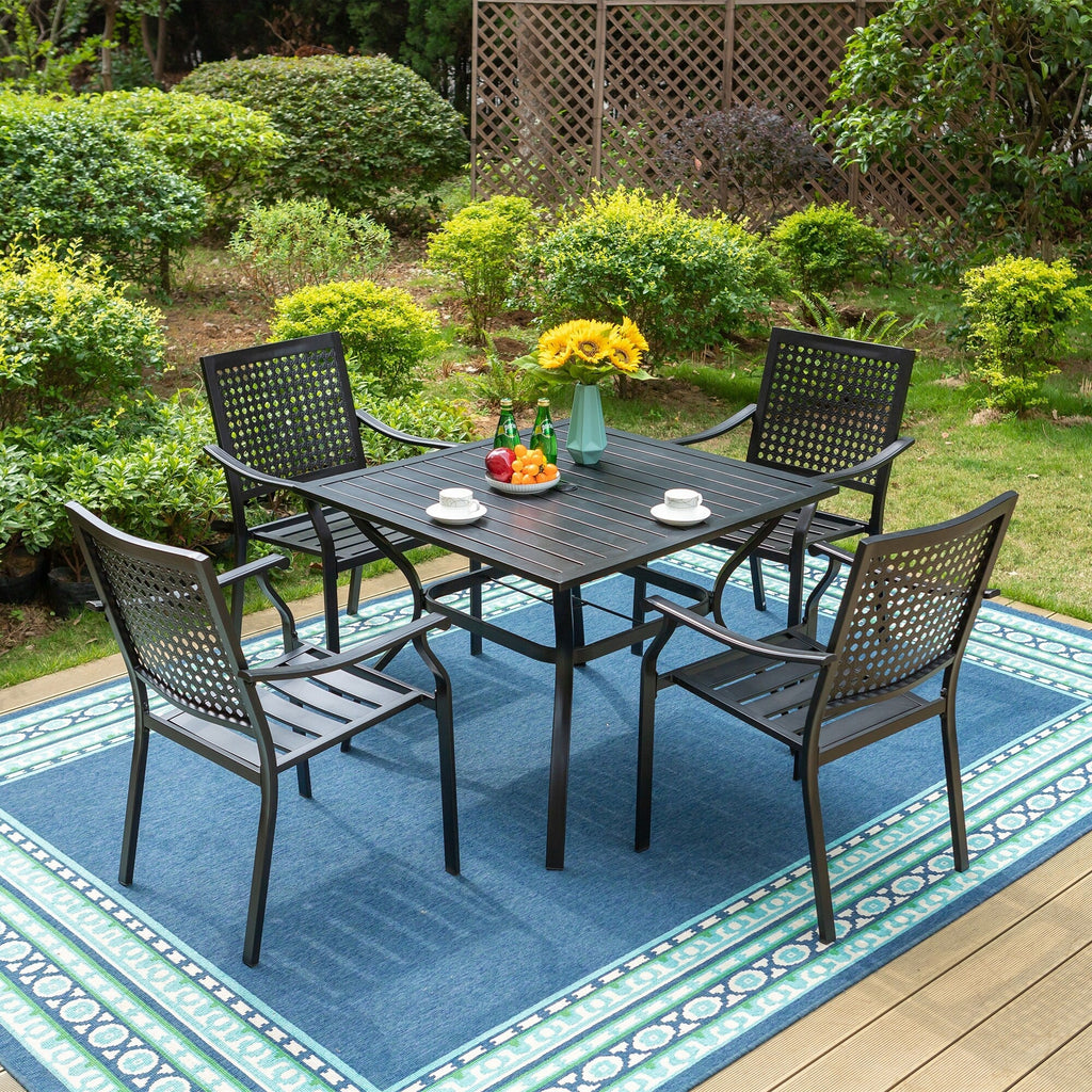 Ensemble de salle à manger de patio en métal 5 pièces avec revêtement électronique