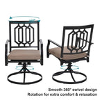 Ensemble de salle à manger d'extérieur MAISON ARTS 7 pièces, chaises de salle à manger combinées en acier avec coussin et table parasol pour 6 personnes