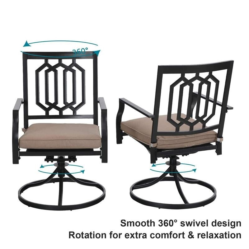 Ensemble de salle à manger d'extérieur MAISON ARTS 7 pièces, chaises de salle à manger combinées en acier avec coussin et table parasol pour 6 personnes