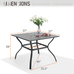 Ensemble de salle à manger de patio MAISON ARTS 5 pièces avec parasol rond de 10 pieds, 4 chaises de salle à manger pivotantes avec coussin et table de patio à lattes en acier