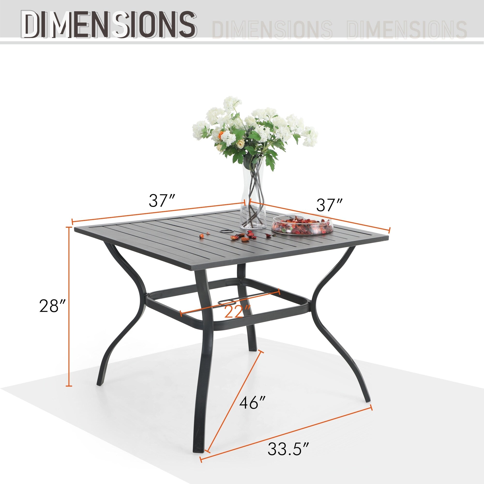 Ensemble de salle à manger de patio MAISON ARTS 5 pièces avec parasol rond de 10 pieds, 4 chaises de salle à manger pivotantes avec coussin et table de patio à lattes en acier