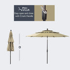 Ensemble de salle à manger de patio 6 pièces MAISON ARTS avec parasol à inclinaison automatique à 3 niveaux de 10 pieds : 4 chaises d'extérieur en métal et 1 table à manger carrée en métal