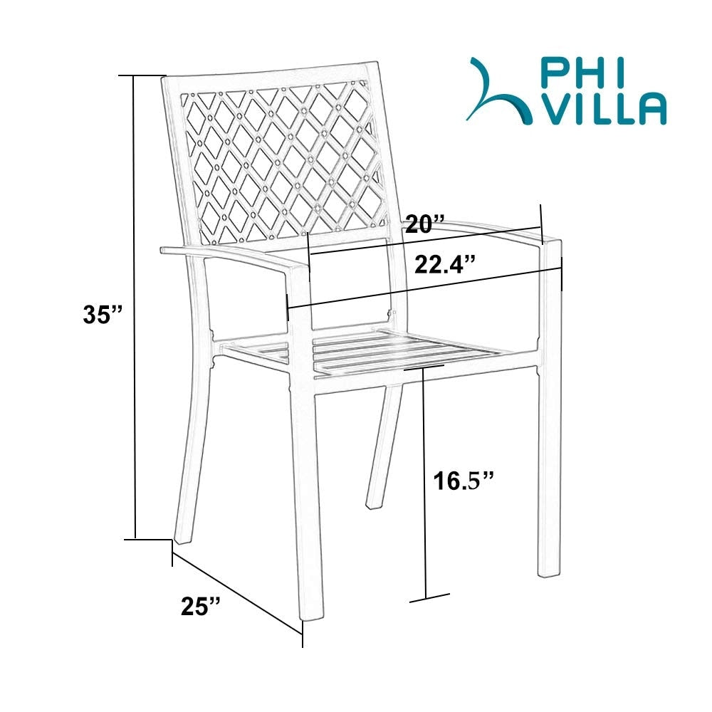 Ensemble de salle à manger de patio 6 pièces MAISON ARTS avec parasol à inclinaison automatique à 3 niveaux de 10 pieds : 4 chaises d'extérieur en métal et 1 table à manger carrée en métal