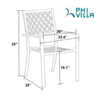 Ensemble de salle à manger de patio 6 pièces MAISON ARTS avec parasol à inclinaison automatique à 3 niveaux de 10 pieds : 4 chaises d'extérieur en métal et 1 table à manger carrée en métal