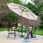 Ensemble de salle à manger de patio 6 pièces MAISON ARTS avec parasol à inclinaison automatique à 3 niveaux de 10 pieds : 4 chaises d'extérieur en métal et 1 table à manger carrée en métal