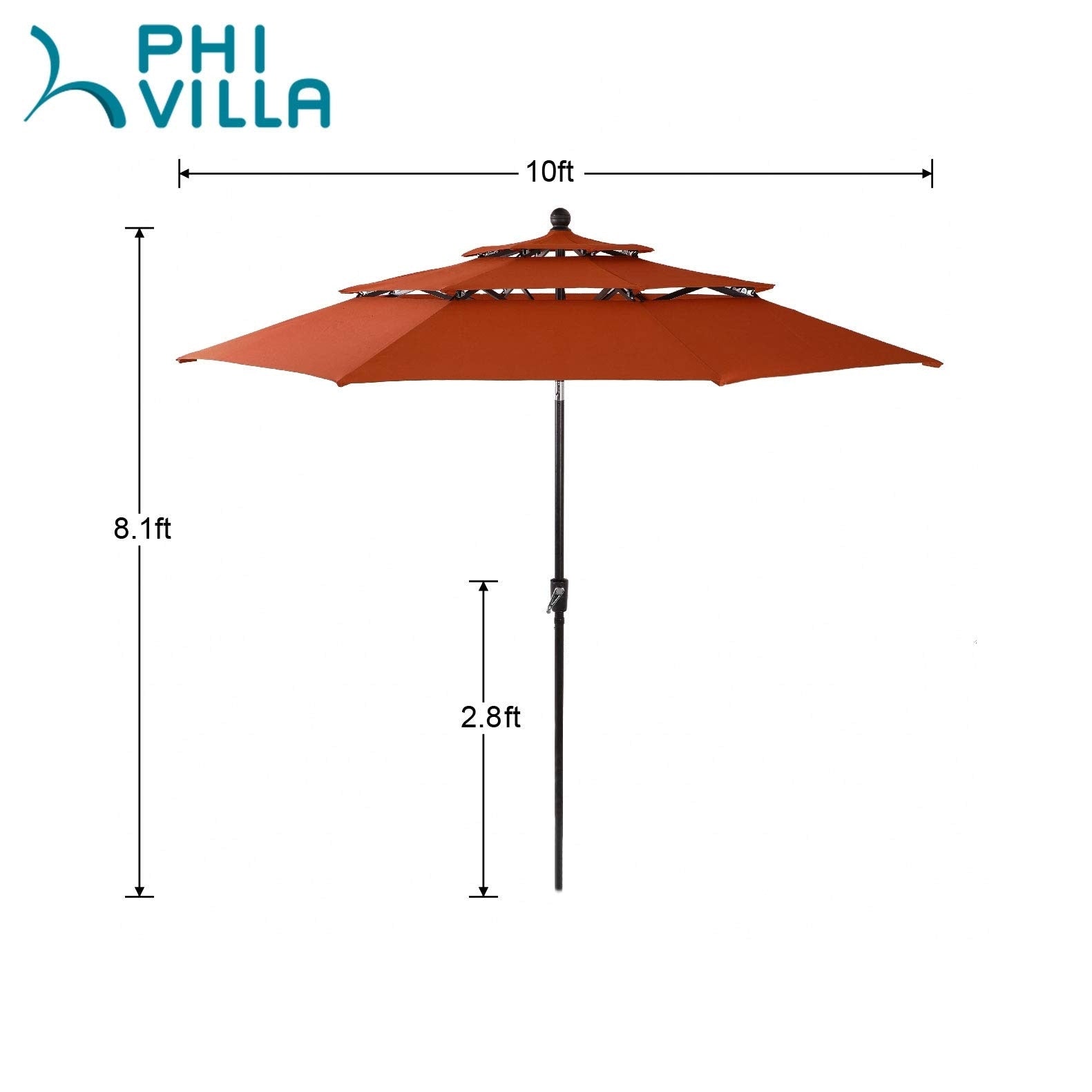 Ensemble de salle à manger de patio 6 pièces MAISON ARTS avec parasol à inclinaison automatique à 3 niveaux de 10 pieds : 4 chaises d'extérieur en métal et 1 table à manger carrée en métal