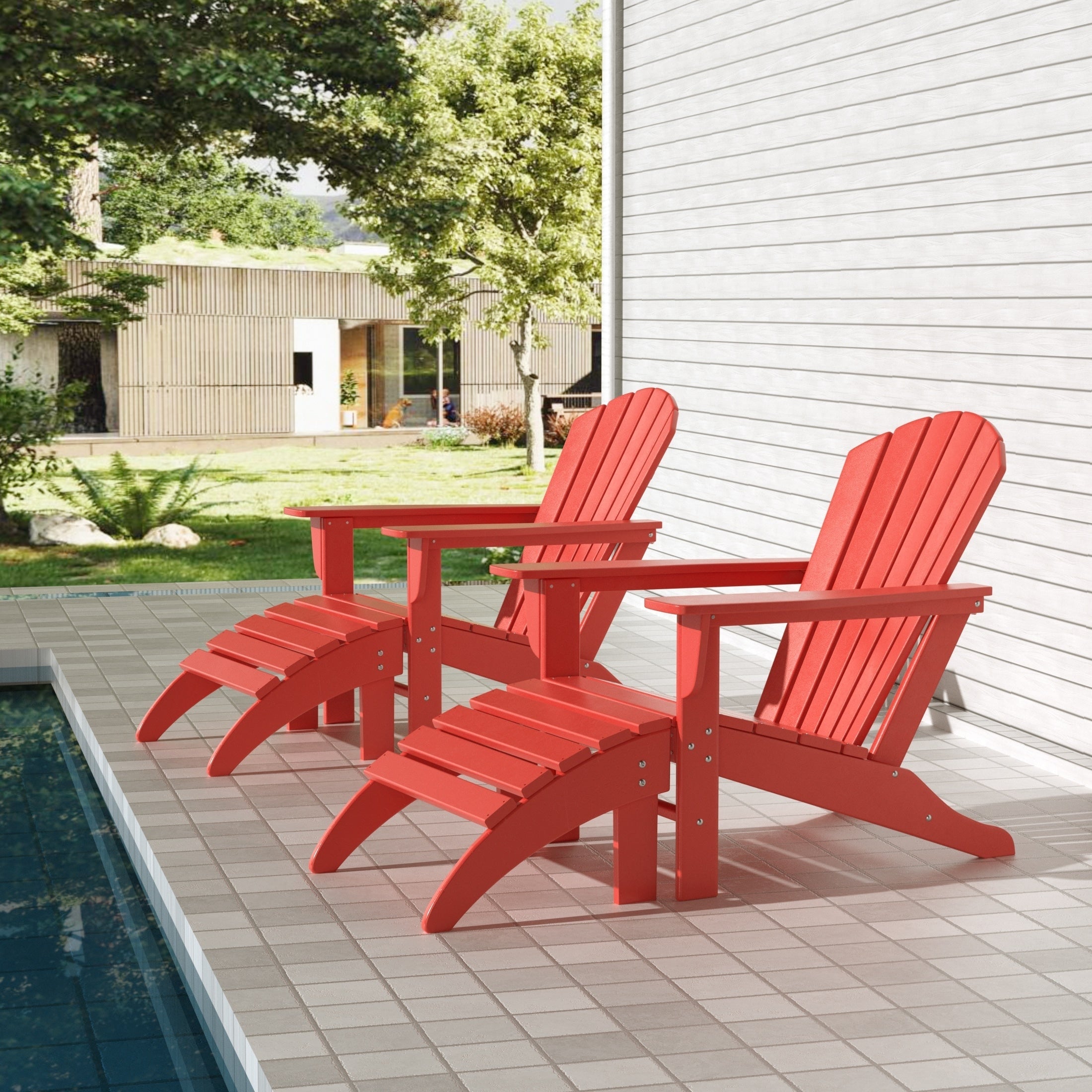 Chaises Adirondack Polytrends Altura Outdoor écologiques toutes saisons avec poufs (ensemble de conversation 4 pièces)