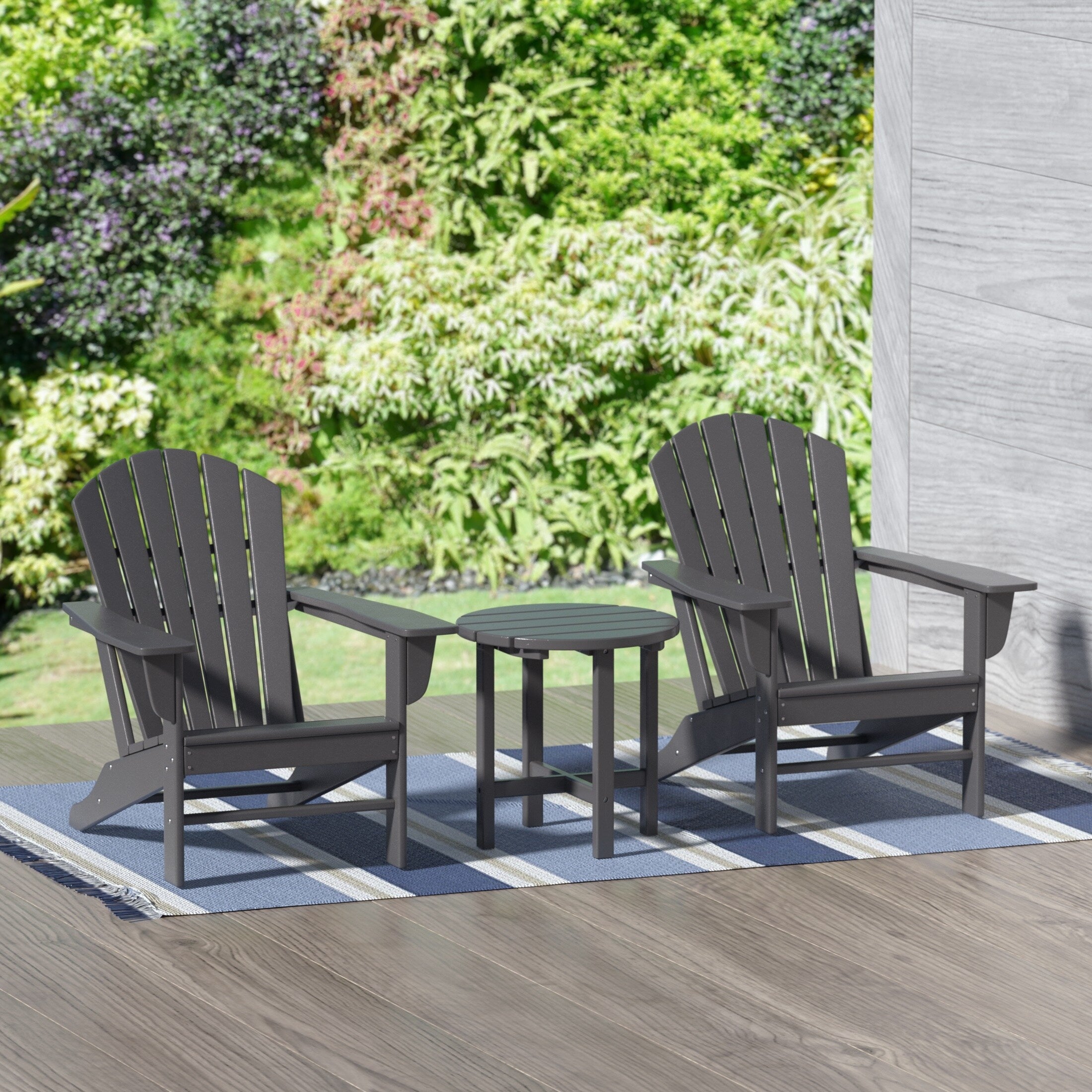 Chaises Adirondack Polytrends Altura Classic Outdoor écologiques toutes saisons avec table d'appoint (ensemble de 3 pièces)