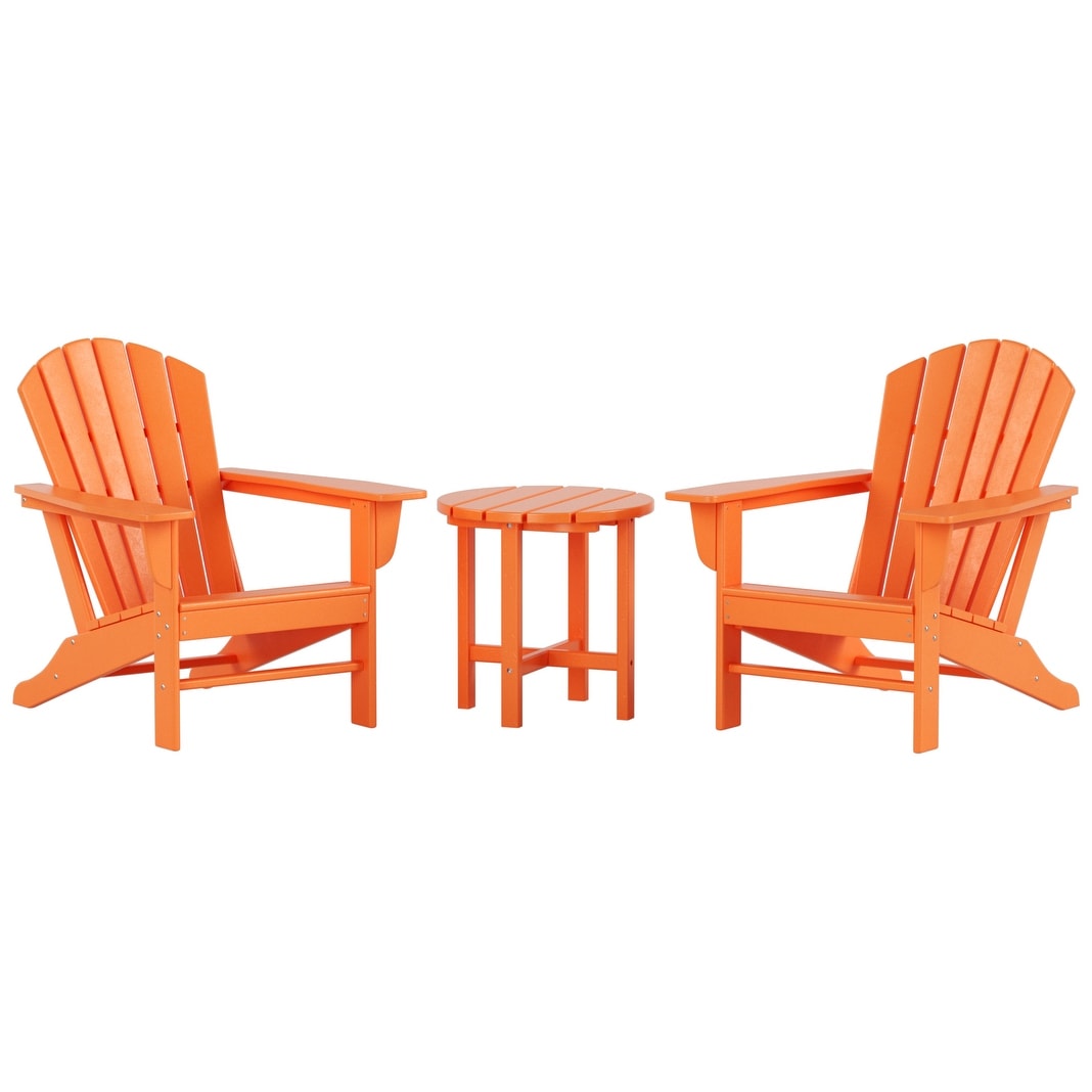 Chaises Adirondack Polytrends Altura Classic Outdoor écologiques toutes saisons avec table d'appoint (ensemble de 3 pièces)