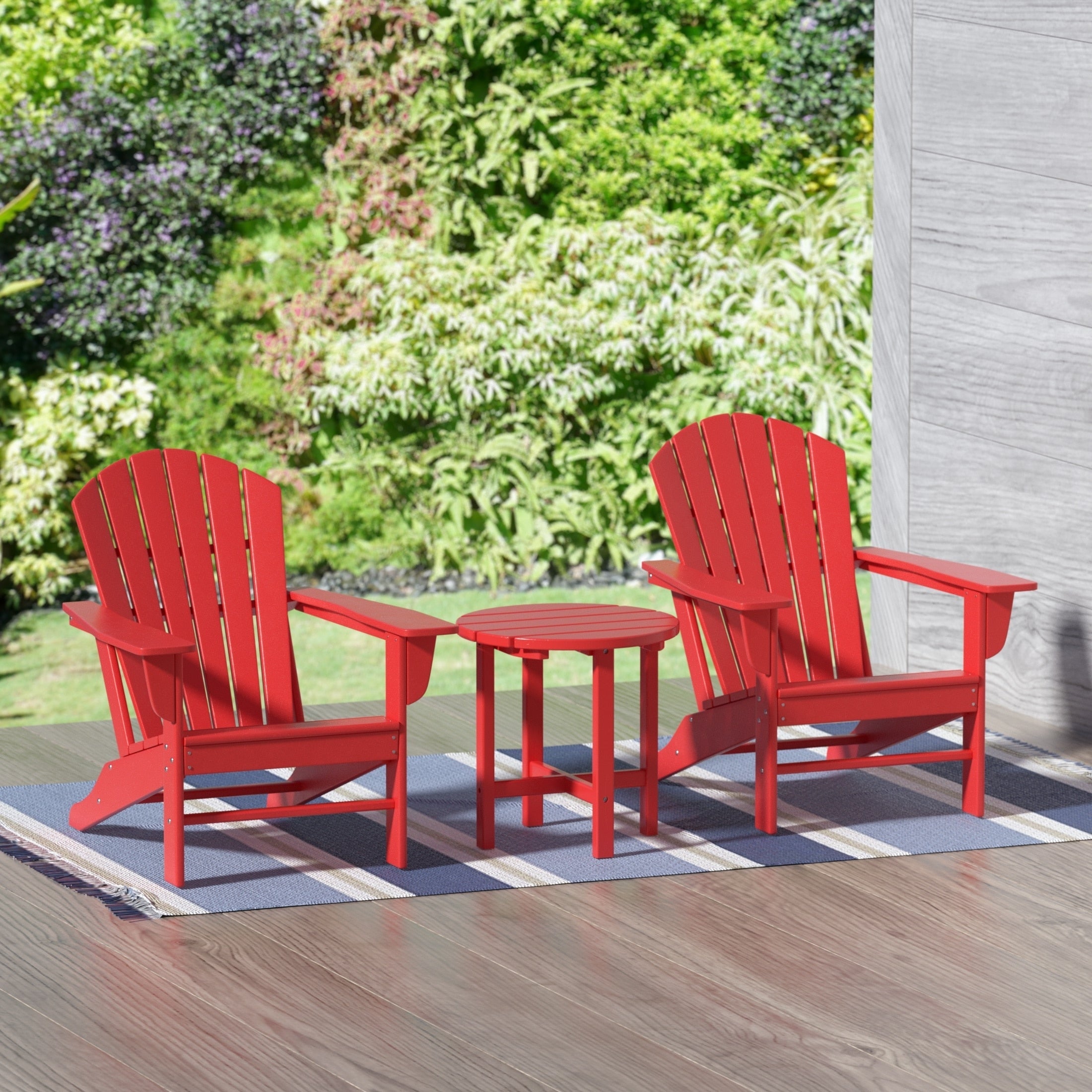 Chaises Adirondack Polytrends Altura Classic Outdoor écologiques toutes saisons avec table d'appoint (ensemble de 3 pièces)