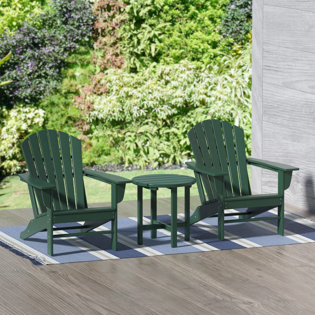 Chaises Adirondack Polytrends Altura Classic Outdoor écologiques toutes saisons avec table d'appoint (ensemble de 3 pièces)
