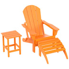 Chaise Adirondack pliable Polytrends Laguna en PEHD, toutes saisons, avec pouf et table d'appoint (ensemble 3 pièces)
