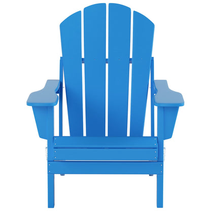 Chaise Adirondack pliable Polytrends Laguna en PEHD, toutes saisons, avec pouf et table d'appoint (ensemble 3 pièces)
