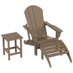 Chaise Adirondack pliable Polytrends Laguna en PEHD, toutes saisons, avec pouf et table d'appoint (ensemble 3 pièces)