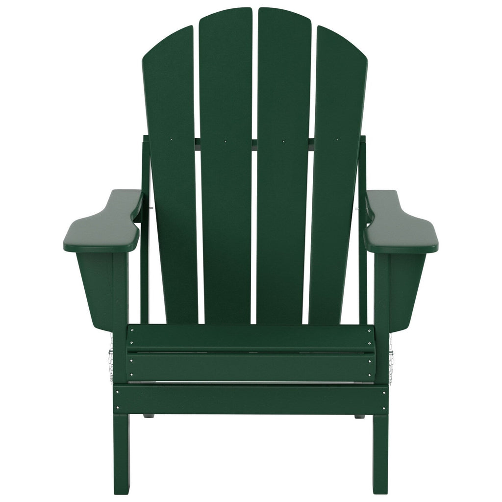 Chaise Adirondack pliable Polytrends Laguna en PEHD, toutes saisons, avec pouf et table d'appoint (ensemble 3 pièces)