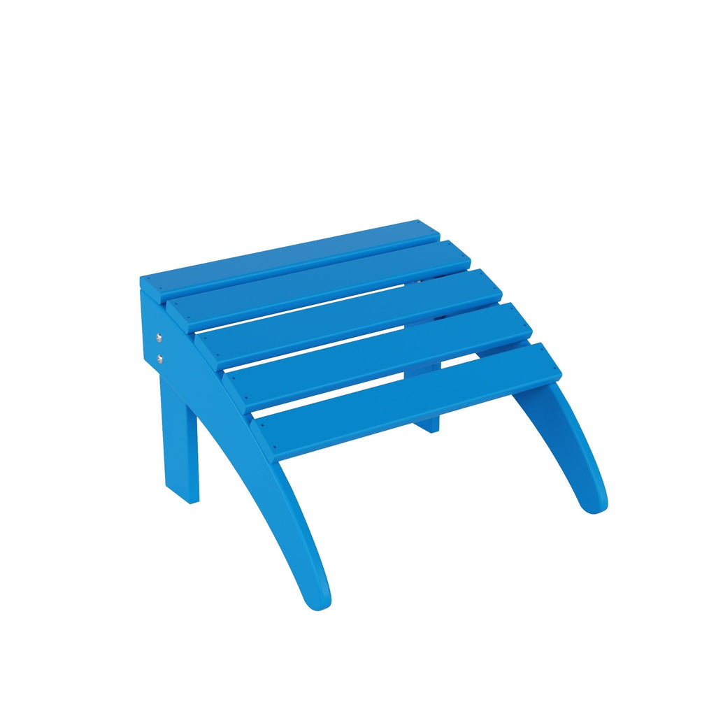 Chaise Adirondack pliable Polytrends Laguna en PEHD, toutes saisons, avec pouf et table d'appoint (ensemble 3 pièces)