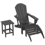 Chaise Adirondack pliable Polytrends Laguna en PEHD, toutes saisons, avec pouf et table d'appoint (ensemble 3 pièces)