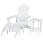 Chaise Adirondack pliable Polytrends Laguna en PEHD, toutes saisons, avec pouf et table d'appoint (ensemble 3 pièces)
