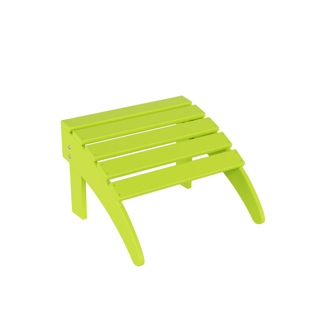 Chaise Adirondack pliable Polytrends Laguna en PEHD, toutes saisons, avec pouf et table d'appoint (ensemble 3 pièces)
