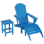 Chaise Adirondack pliable Polytrends Laguna en PEHD, toutes saisons, avec pouf et table d'appoint (ensemble 3 pièces)