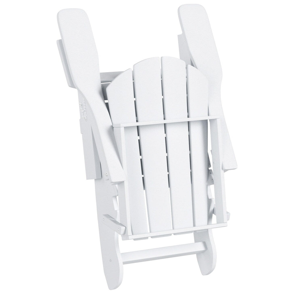 Chaise Adirondack pliable Polytrends Laguna en PEHD, toutes saisons, avec pouf et table d'appoint (ensemble 3 pièces)