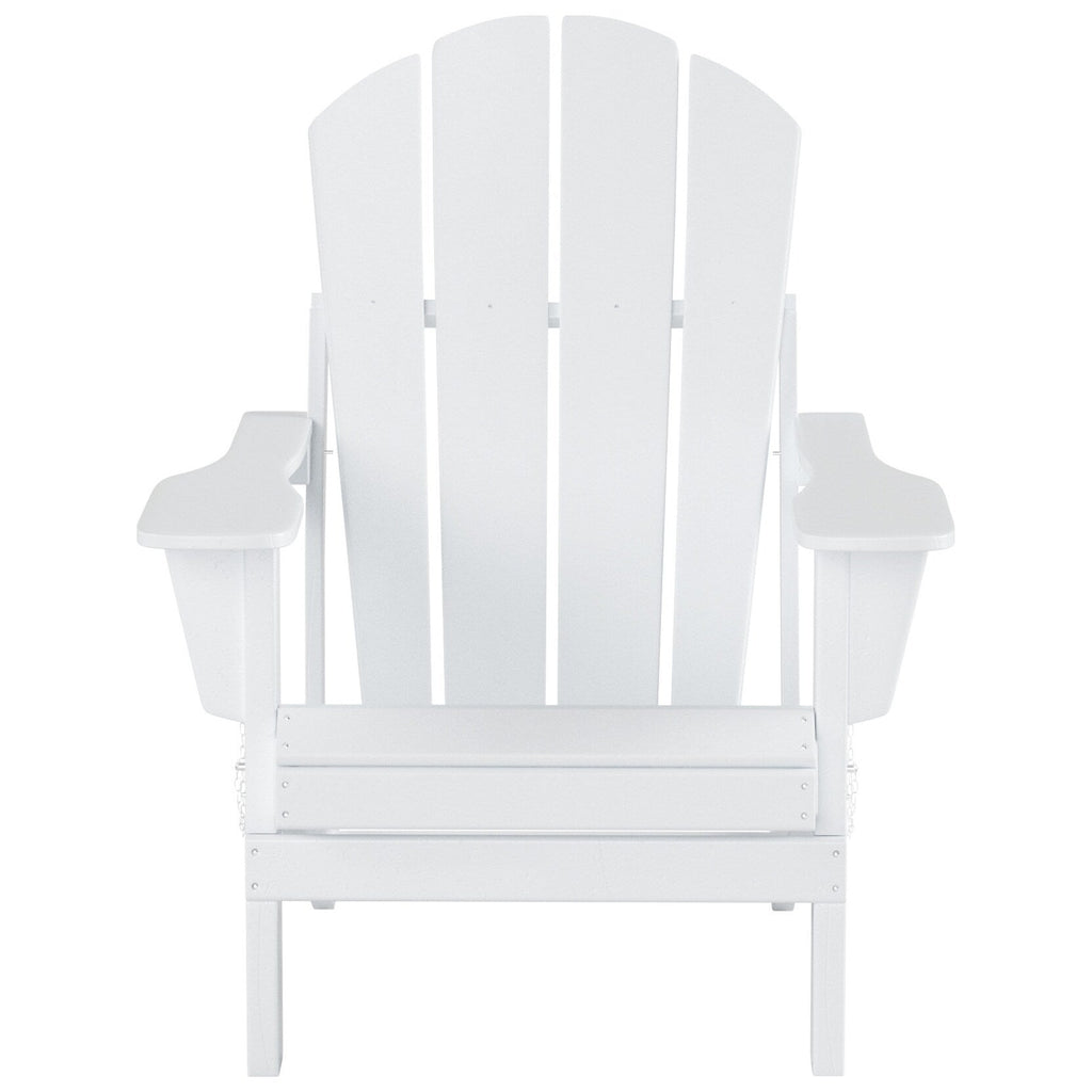 Chaise Adirondack pliable Polytrends Laguna en PEHD, toutes saisons, avec pouf et table d'appoint (ensemble 3 pièces)