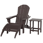Chaise Adirondack pliable Polytrends Laguna en PEHD, toutes saisons, avec pouf et table d'appoint (ensemble 3 pièces)