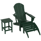 Chaise Adirondack pliable Polytrends Laguna en PEHD, toutes saisons, avec pouf et table d'appoint (ensemble 3 pièces)
