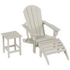 Chaise Adirondack pliable Polytrends Laguna en PEHD, toutes saisons, avec pouf et table d'appoint (ensemble 3 pièces)