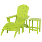 Chaise Adirondack pliable Polytrends Laguna en PEHD, toutes saisons, avec pouf et table d'appoint (ensemble 3 pièces)