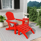 Chaise Adirondack pliable Polytrends Laguna en PEHD, toutes saisons, avec pouf et table d'appoint (ensemble 3 pièces)