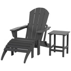 Chaise Adirondack pliable Polytrends Laguna en PEHD, toutes saisons, avec pouf et table d'appoint (ensemble 3 pièces)