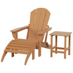 Chaise Adirondack pliable Polytrends Laguna en PEHD, toutes saisons, avec pouf et table d'appoint (ensemble 3 pièces)
