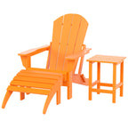 Chaise Adirondack pliable Polytrends Laguna en PEHD, toutes saisons, avec pouf et table d'appoint (ensemble 3 pièces)