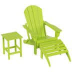 Chaise Adirondack pliable Polytrends Laguna en PEHD, toutes saisons, avec pouf et table d'appoint (ensemble 3 pièces)