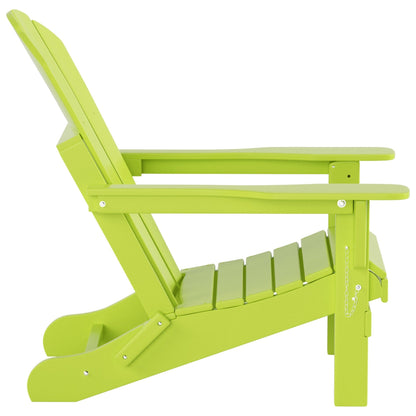 Chaise Adirondack pliable Polytrends Laguna en PEHD, toutes saisons, avec pouf et table d'appoint (ensemble 3 pièces)