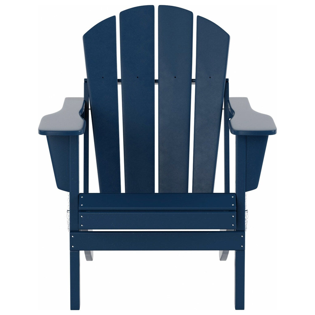 Chaise Adirondack pliable Polytrends Laguna en PEHD, toutes saisons, avec pouf et table d'appoint (ensemble 3 pièces)