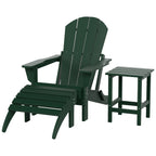 Chaise Adirondack pliable Polytrends Laguna en PEHD, toutes saisons, avec pouf et table d'appoint (ensemble 3 pièces)