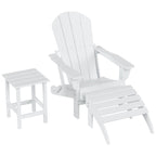 Chaise Adirondack pliable Polytrends Laguna en PEHD, toutes saisons, avec pouf et table d'appoint (ensemble 3 pièces)