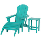 Chaise Adirondack pliable Polytrends Laguna en PEHD, toutes saisons, avec pouf et table d'appoint (ensemble 3 pièces)